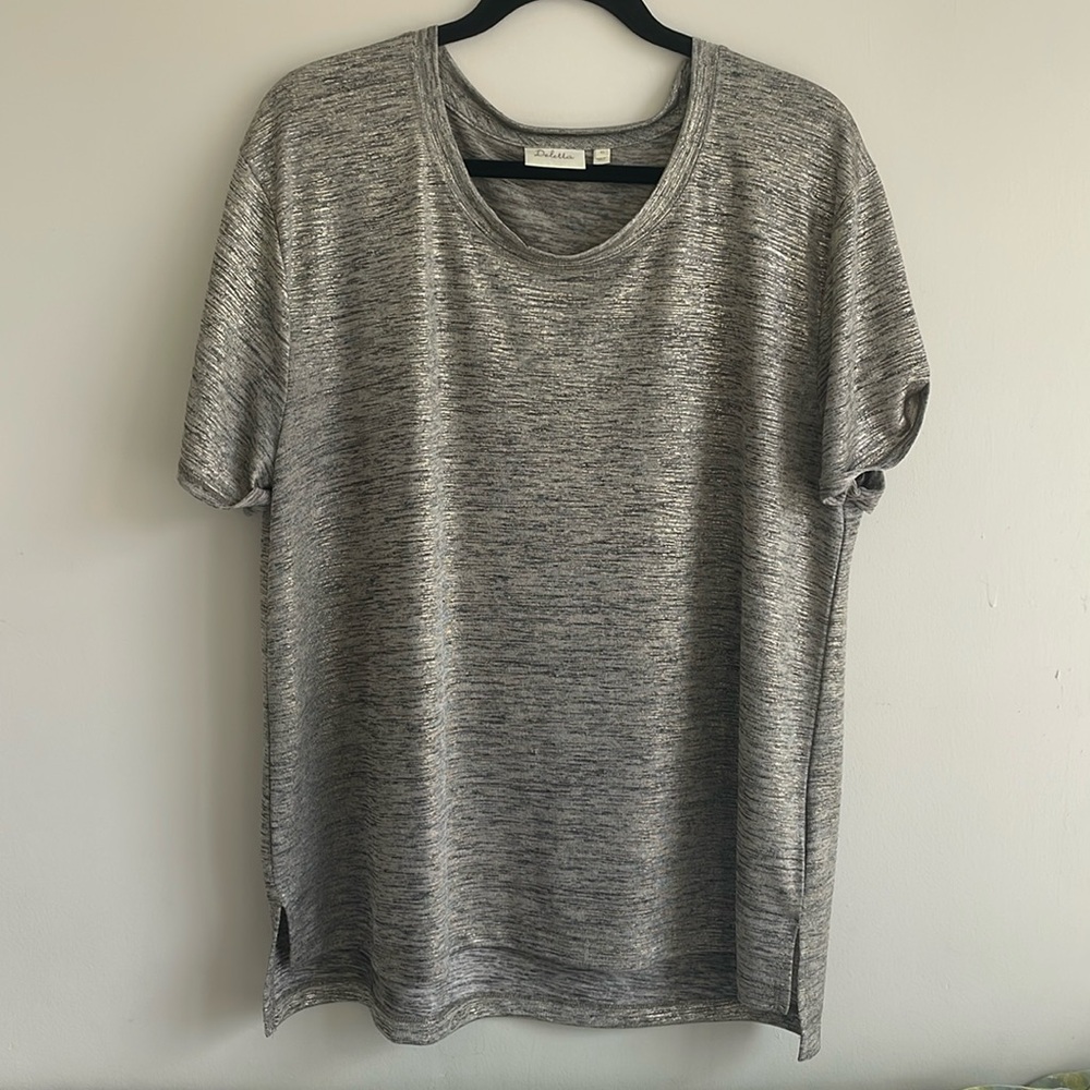 Anthropologie Deletta Metallic Top